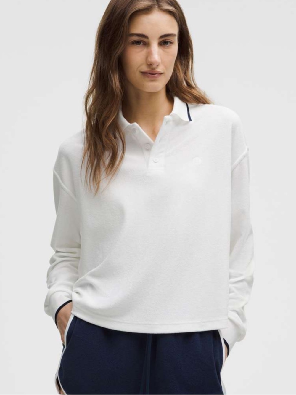 LULULEMON Women’s White Long-Sleeve Polo Top